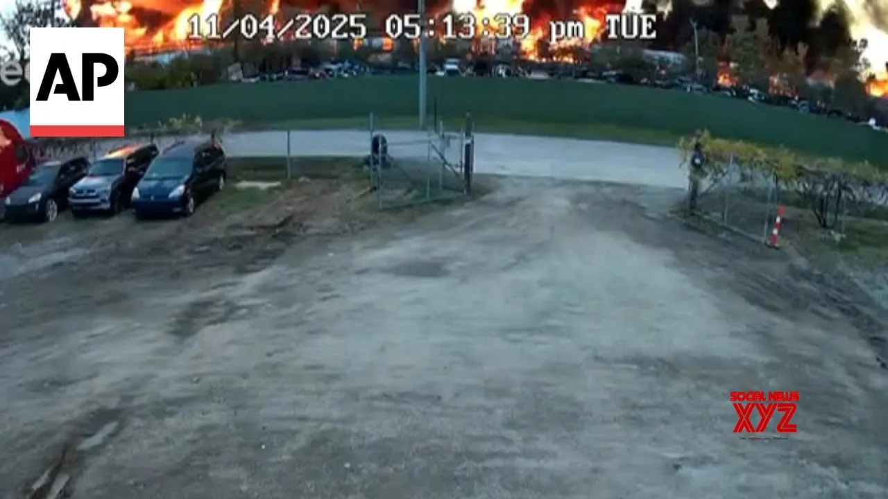 Surveillance video captures moment of fiery UPS plane crash (Video)