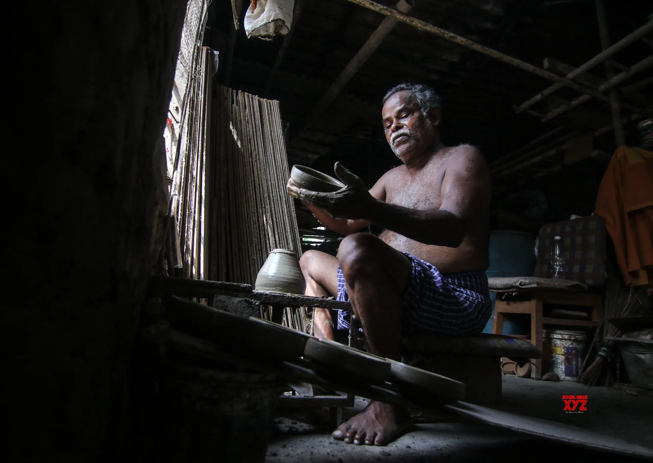 Chennai: Potter Prepares Earthen Lamps for Karthika Deepam #Gallery