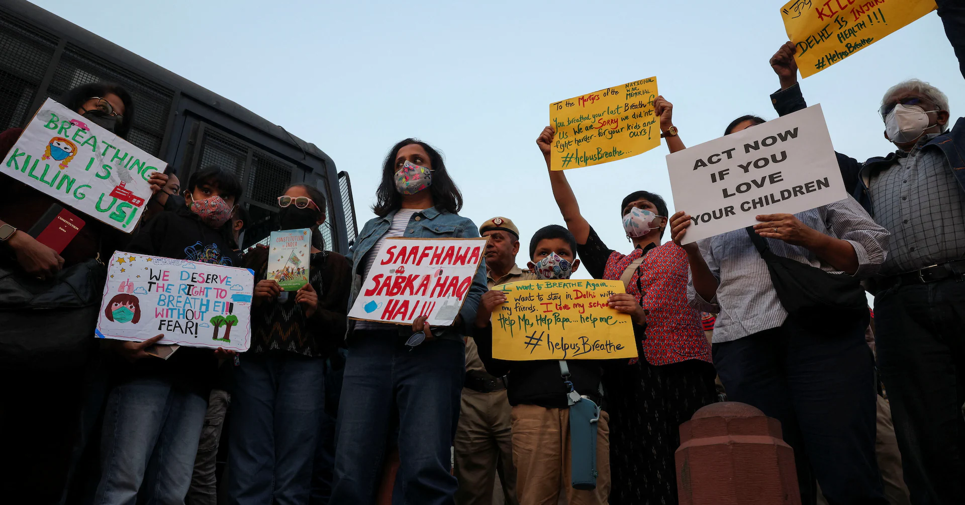 New Delhi police detain dozens in anti-pollution protests