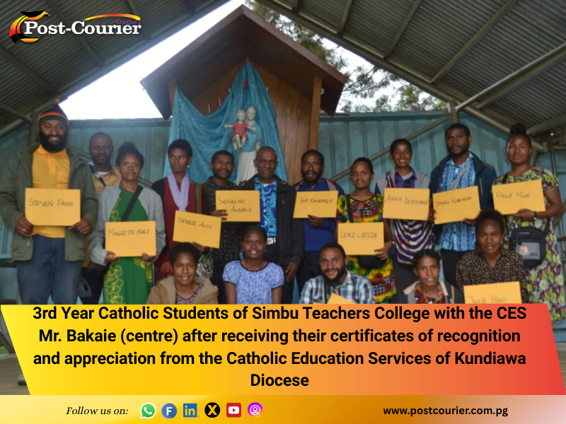 Simbu Teachers College Catholic students recognized for faith and service