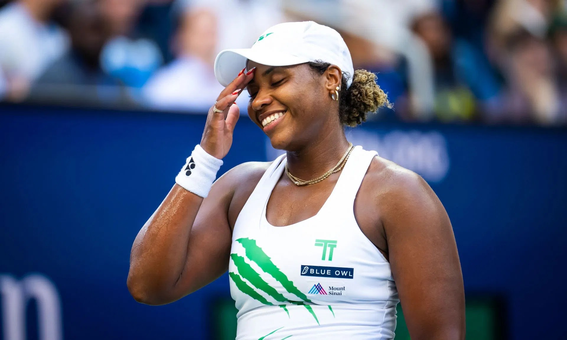 PICTURE: Taylor Townsend poses in a blue bikini as she unwinds by the pool days after WTA Finals heartbreak