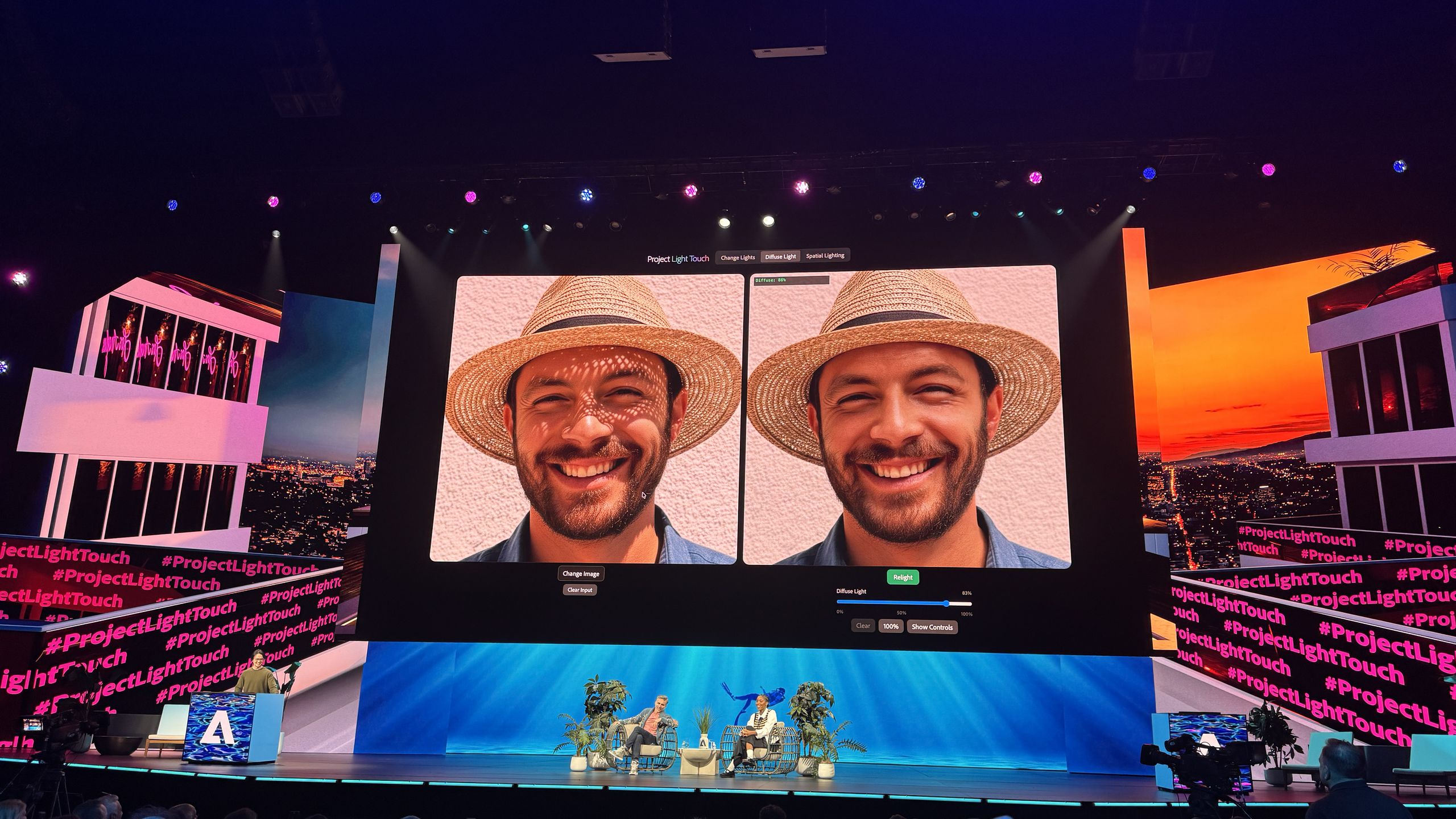 I just got a glimpse at the future of Photoshop. Adobe teases tools for relighting photos, creating composites, and swapping surfaces