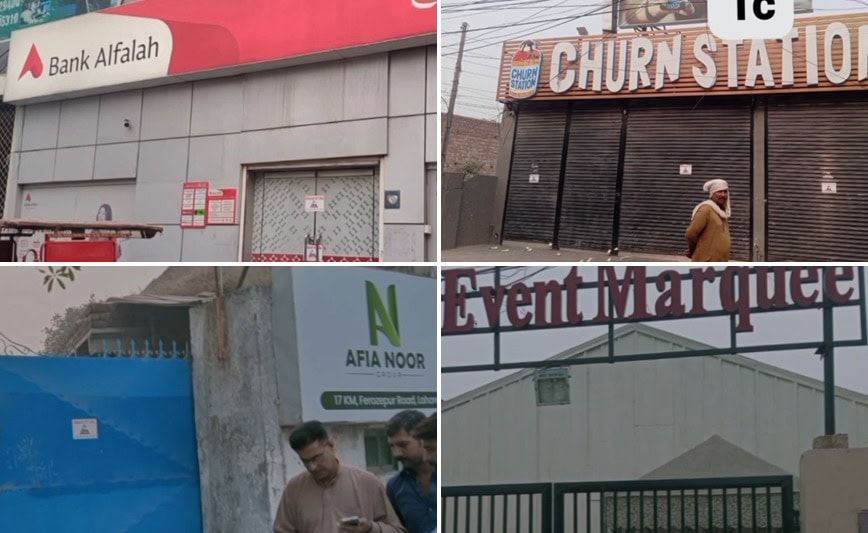 Bank Alfalah, Churn Station among 58 sealed in Lahore