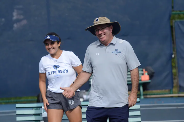 Jefferson tennis coach Fred Perrin is still teaching by example, competing on USTA circuits