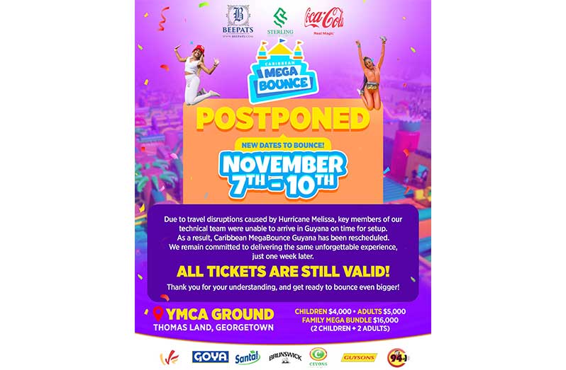 Caribbean MegaBounce rescheduled to November 7–10 amid Hurricane Melissa precautions