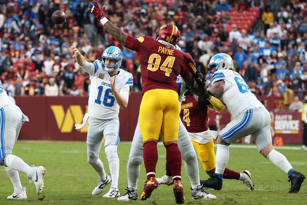 Jared Goff pokes fun at ESPN analyst while discussing Lions-Commanders scuffle