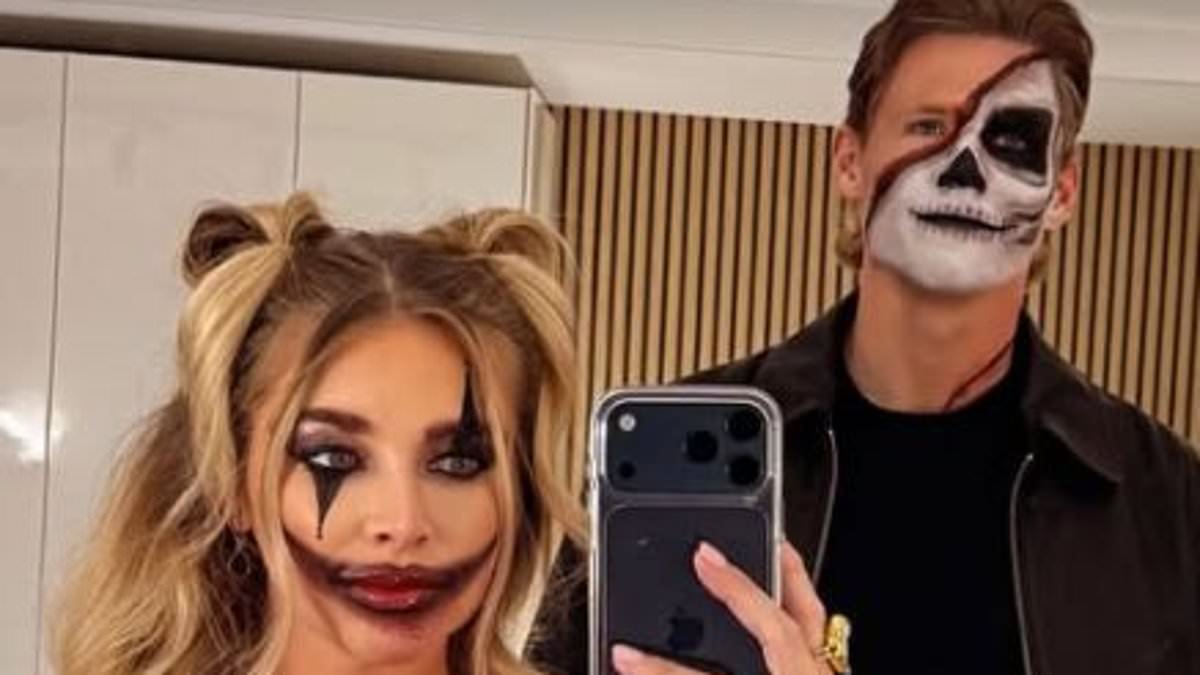 Didn't get the memo, Rasmus? Napoli stars and WAGs hit the town for Halloween party - but Scott McTominay isn't convinced by former Man United star Hojlund's costume!