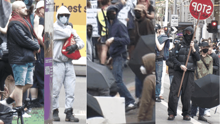 Images released as search for protesters who allegedly assaulted police officers in Melbourne continues